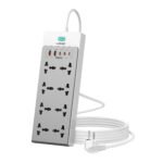LDNIO SC4 65W GaN (2500W) Desktop Power Multi Sockets – 2m ( 8AC + 2 USB C + 2 USB A +1 Lightning)